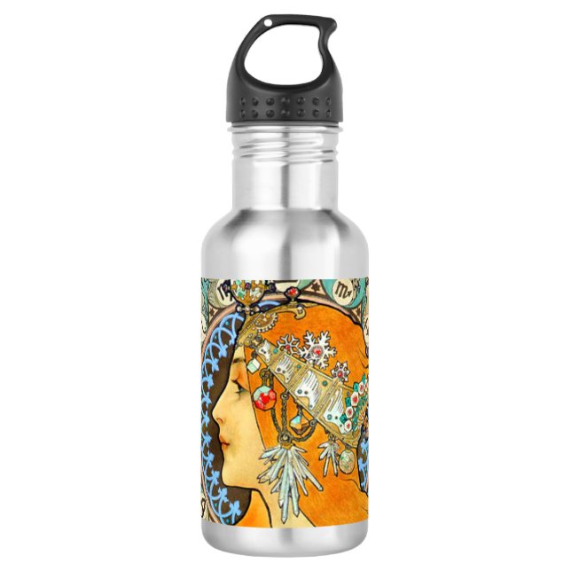 Botella De Agua Alphonse Mucha Art Nouveau Zodiac (Anverso)