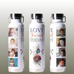 Botella De Agua Ama hoy 8 foto floral<br><div class="desc">¡Mantente hidratado con estilo con nuestra botella aislada al vacío de cobre Zazzle! Decorada con la inspiradora cita "Ama hoy mismo", esta botella presenta hermosas flores, encantadores corazones de amor y espacios para 8 de tus fotos favoritas. Esta botella es perfecta para conservar las bebidas frías o calientes durante horas...</div>