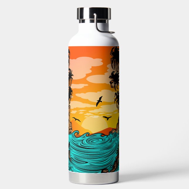 Botella De Agua Amanecer de árbol de palmas (Izquierda)