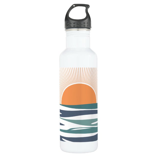Botella De Agua Amanecer junto al mar (Anverso)