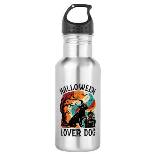 Botella De Agua Amante de Halloween Perro Sombrero de Bruja Tumba