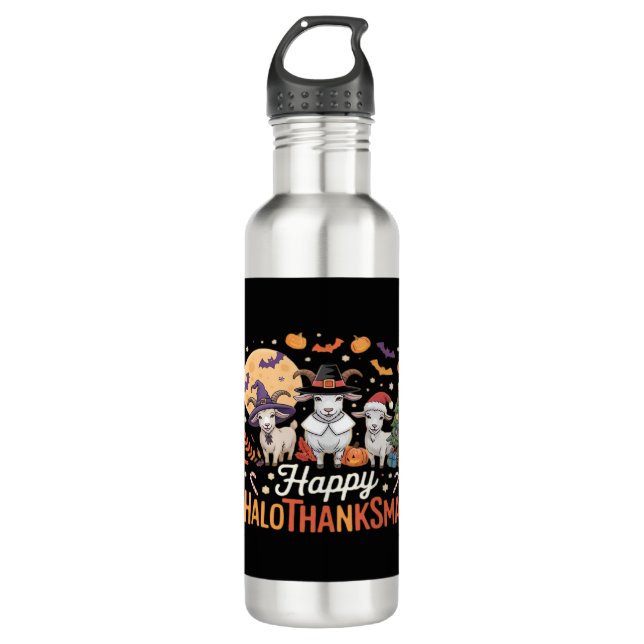 Botella De Agua Amantes de los animales Felices Hallothanksmas Ess (Anverso)
