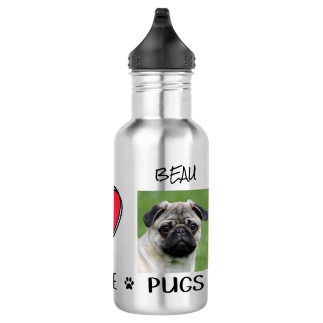 Botella De Agua Amantes del perro de Pug Pugs (Derecha)