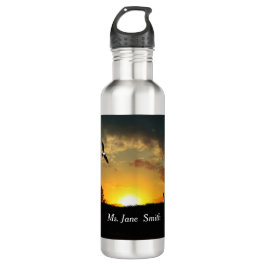 Botella de agua amarillo Sunset Grassy Meadow