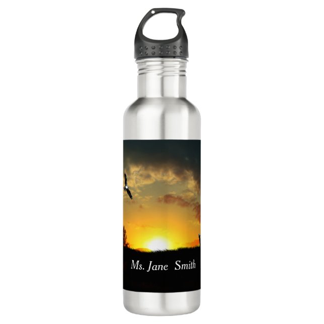 Botella de agua amarillo Sunset Grassy Meadow (Anverso)