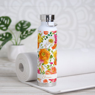 Botella De Agua Amaripos Personalizados Florales Coloridos Brillan
