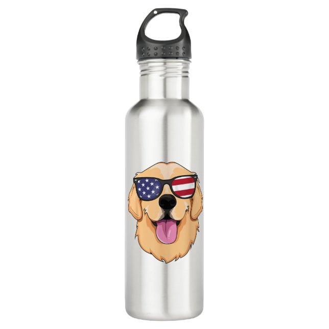 Botella De Agua America Golden Retriever 4 de julio para hombres (Anverso)