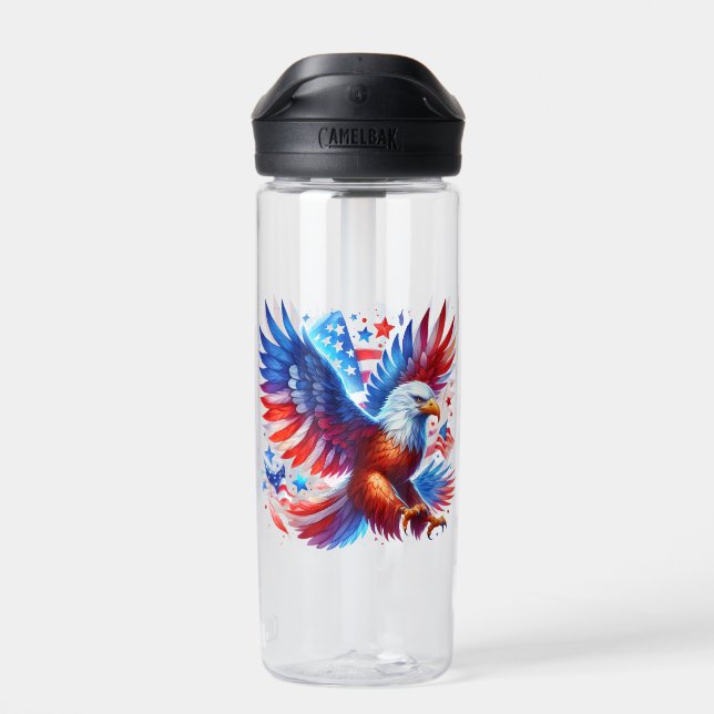 Botella De Agua American Eagle Patriotic Design Red White Blue (Atrás)