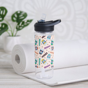 Botella De Agua AMIGOS™ Patrón de café vibrante de Perk central
