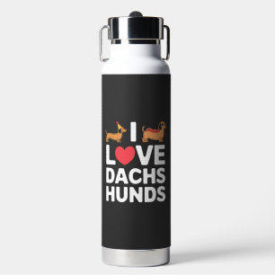 Botella De Agua Amo a los Dachshunds Ilustración divertida con est