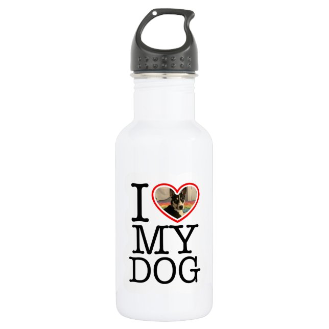 Botella De Agua Amo a mi perro Personalizado (Anverso)