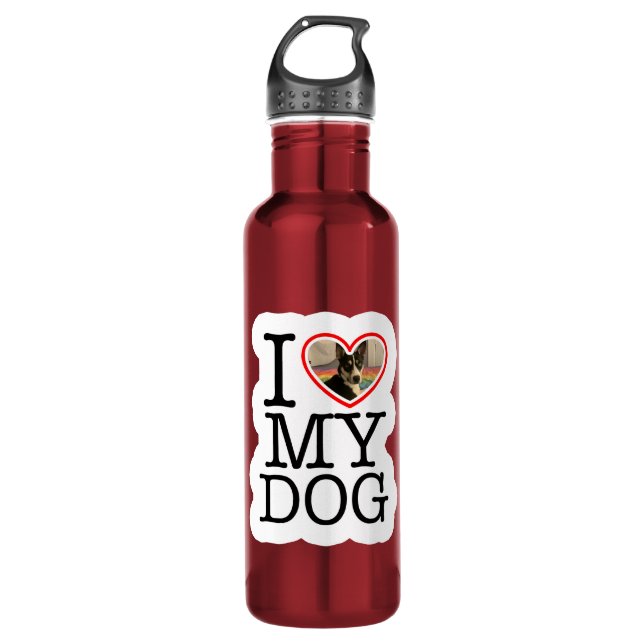 Botella De Agua Amo a mi perro Personalizado (Anverso)