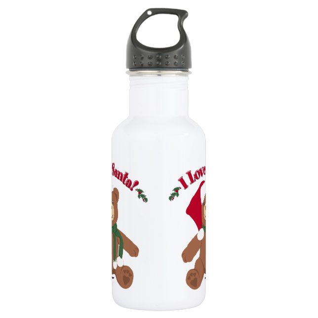 Botella De Agua ¡Amo a Santa! Navidades Teddy Bear (Anverso)