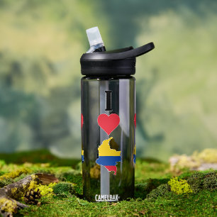 Botella De Agua Amo Colombia Corazón Mapa de Bandera Nacional de C