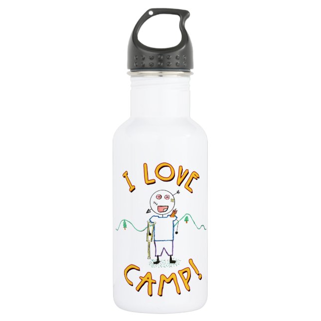 Botella De Agua Amo el campamento - Dibujo divertido de campamento (Anverso)