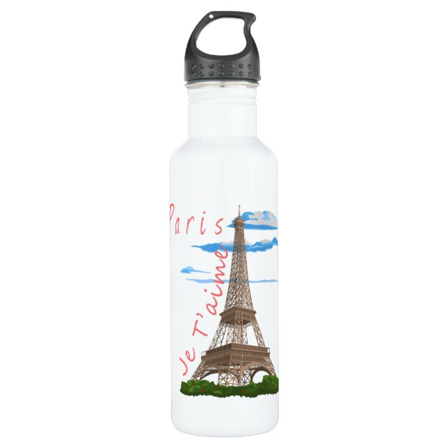 Botella De Agua Amo la Torre Eiffel de París (Anverso)