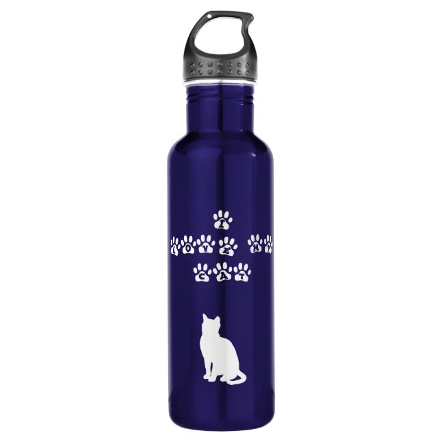 Botella De Agua Amo mi gato - Texto blanco (Anverso)