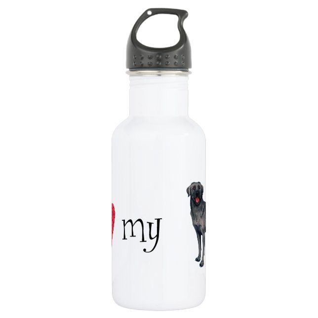 Botella De Agua Amo mi Laboratorio Negro (Anverso)