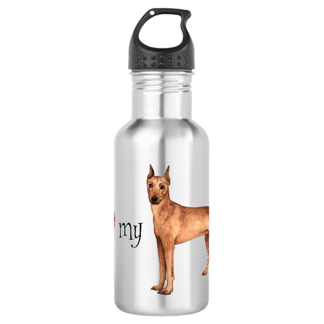 Botella De Agua Amo mi Pinscher alemán (Anverso)