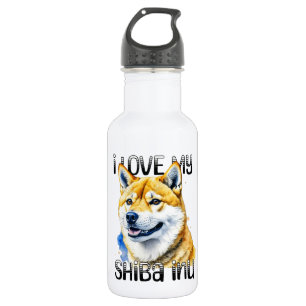Botella De Agua Amo Mi Shiba Inu   Propietario de perros