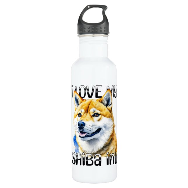 Botella De Agua Amo Mi Shiba Inu | Propietario de perros (Anverso)