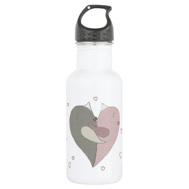 Botella De Agua Amor Aves Corazón (Anverso)