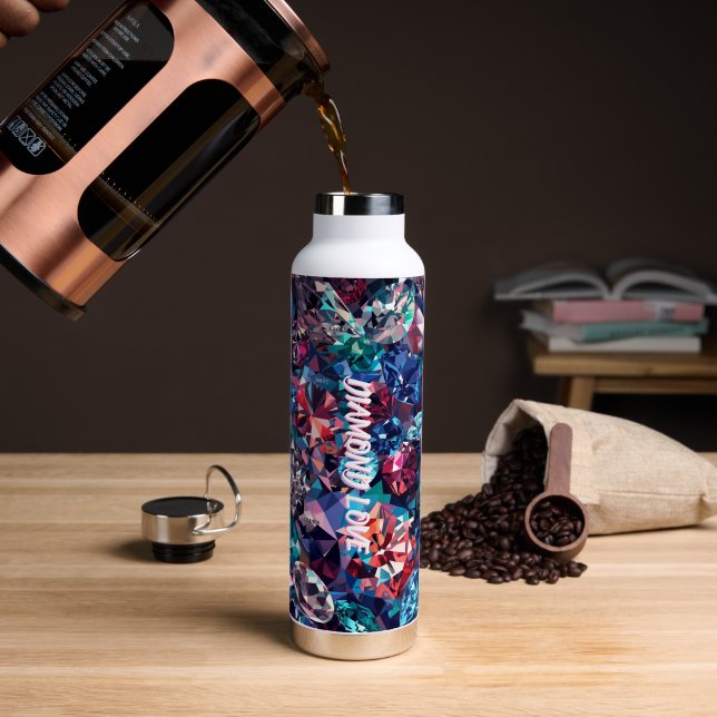Botella De Agua Amor de diamante (Café (girado))