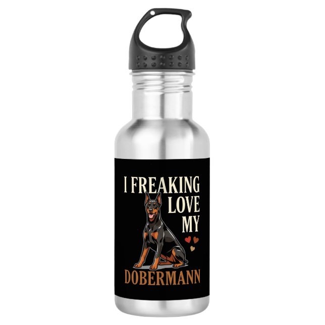 Botella De Agua Amor Dobermann Amante Perros (Anverso)