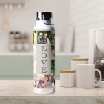 Botella De Agua Amor moderno 10 Collage de fotos Taupe<br><div class="desc">Una botella de agua de collage con fotos de taupe para celebrar a tu familia o a otros que amas. Puede personalizar con 10 imágenes. "AMOR" está escrito en el centro en una tipografía elegante.</div>
