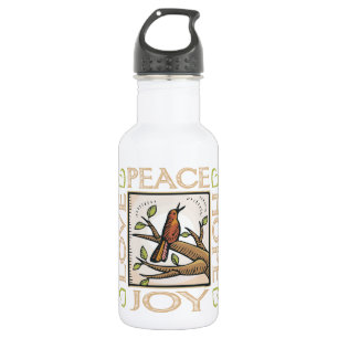 Botella De Agua Amor, paz, esperanza, alegría