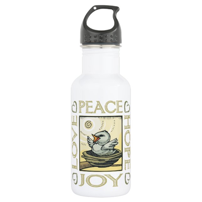 Botella De Agua Amor, paz, esperanza, alegría (Anverso)