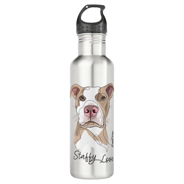 Botella De Agua Amor Staffy - Protección Zani Mo (Anverso)