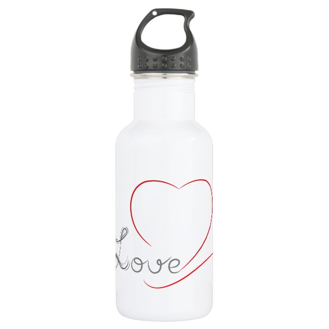 Botella De Agua AMOR y corazón rojo (Anverso)