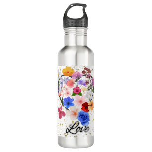 Botella De Agua Amor y flores