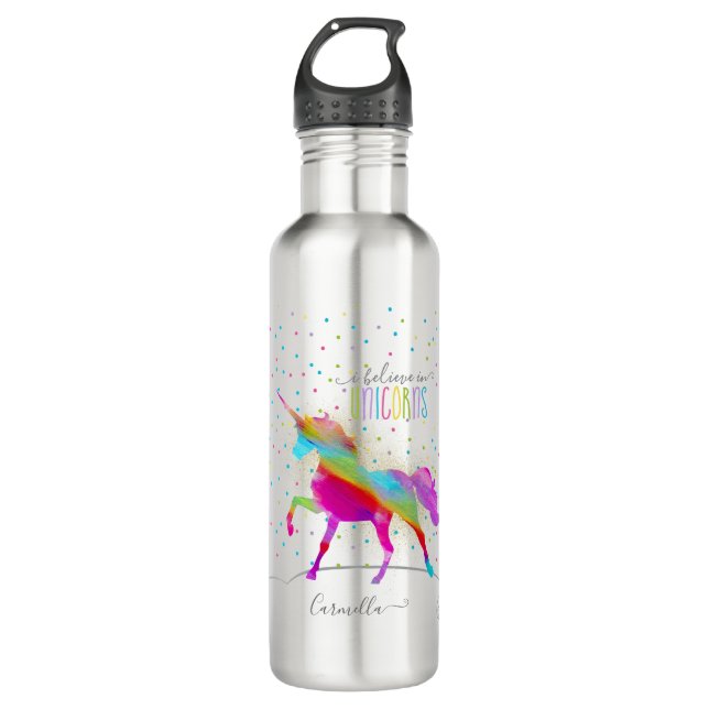 Botella De Agua Añada el purpurina personalizado nombre del oro (Anverso)