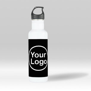 Botella De Agua Añadir su propio logotipo   Fondo negro