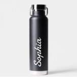 Botella De Agua Añadir tu nombre personal negro aislado<br><div class="desc">Añade tu nombre a esta botella de agua para un favor de boda personalizado,  regalo de fiesta nupcial o sólo para uso diario!</div>