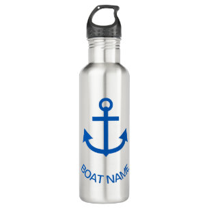 Botella De Agua Anchor Blue Personalizado Tu Nombre De Barco