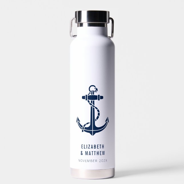 Botella De Agua Ancla de Barco Moderna Personalizada (Delantero)