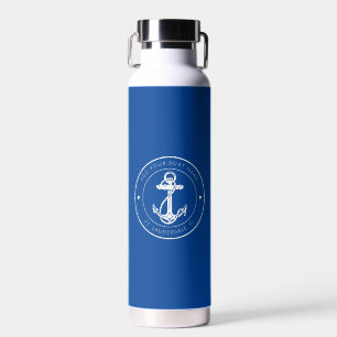 Botella De Agua Ancla Náutica Personalizada Nombre del Barco Azul