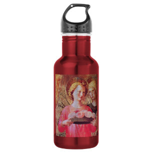 BOTELLA DE AGUA ANGEL CON ROSAS