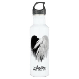 Botella De Agua ANGEL WINGS CORAZÓN Negro + Blanco sólo mitad Mal 