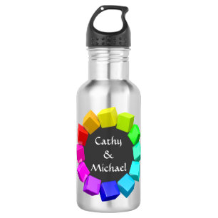 Botella De Agua Anillo de cubos en colores del arco iris