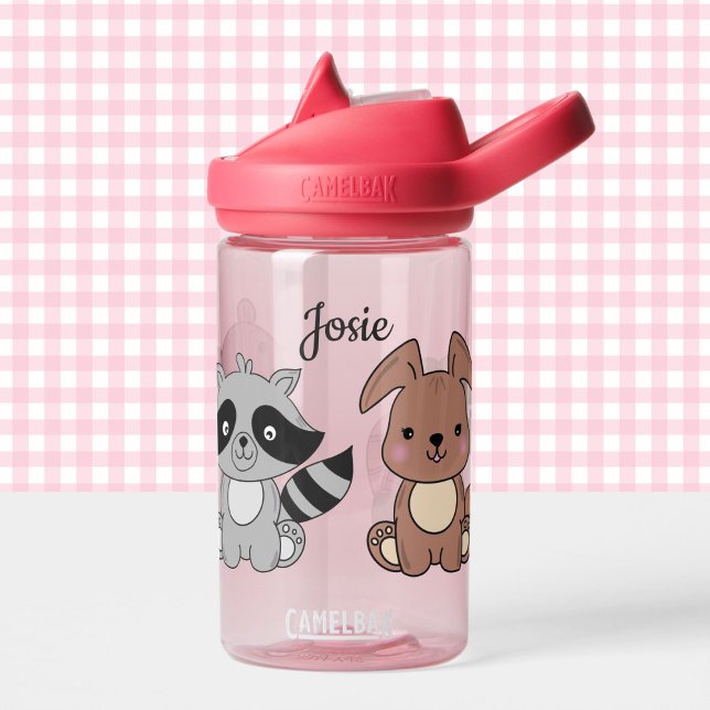 Botella De Agua Animales bebés añaden el nombre de un niño rosado (Subido por el creador)