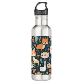 Botella De Agua Animales bonitos diseño de decoración verde