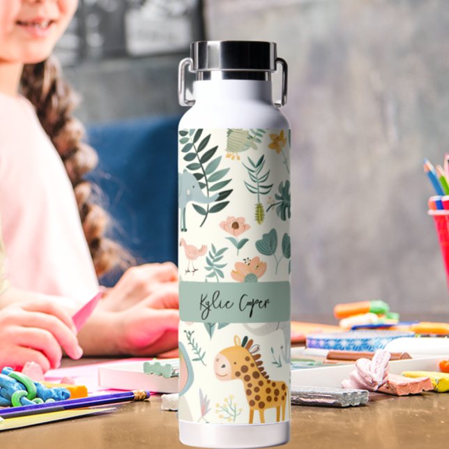 Botella De Agua Animales De La Jungla Pastan A Niños Personalizado (Subido por el creador)