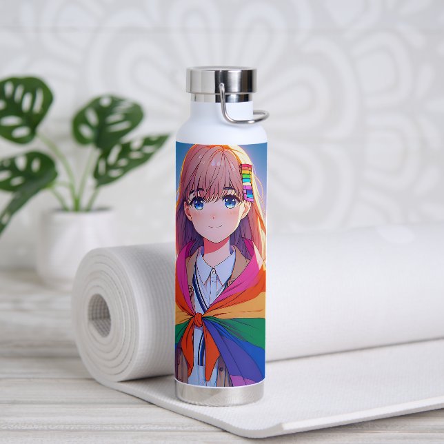 Botella De Agua Anime Chica con LGBTQIA+ Cabo (Yoga)