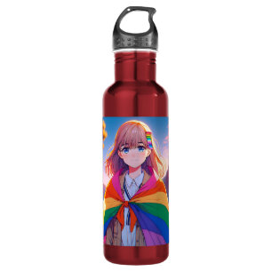 Botella De Agua Anime Chica con LGBTQIA+ Cabo