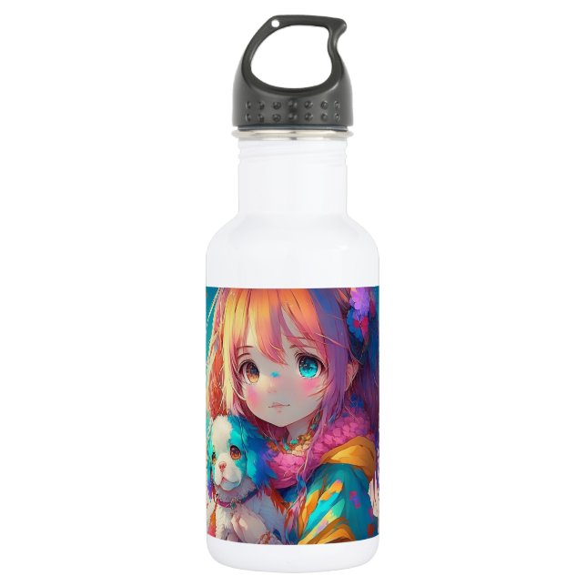 Botella De Agua Anime Chica con pipa (Anverso)