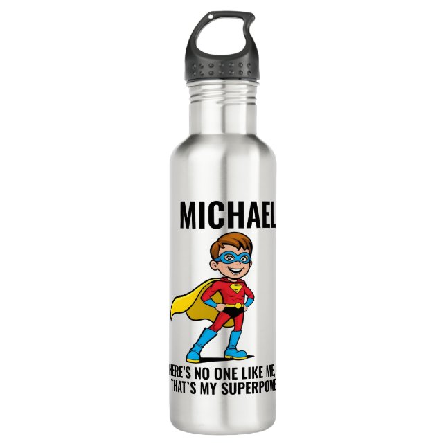 BOTELLA DE AGUA ANTI-STRESS KIDS HERO SUPERHERO POWER (Anverso)